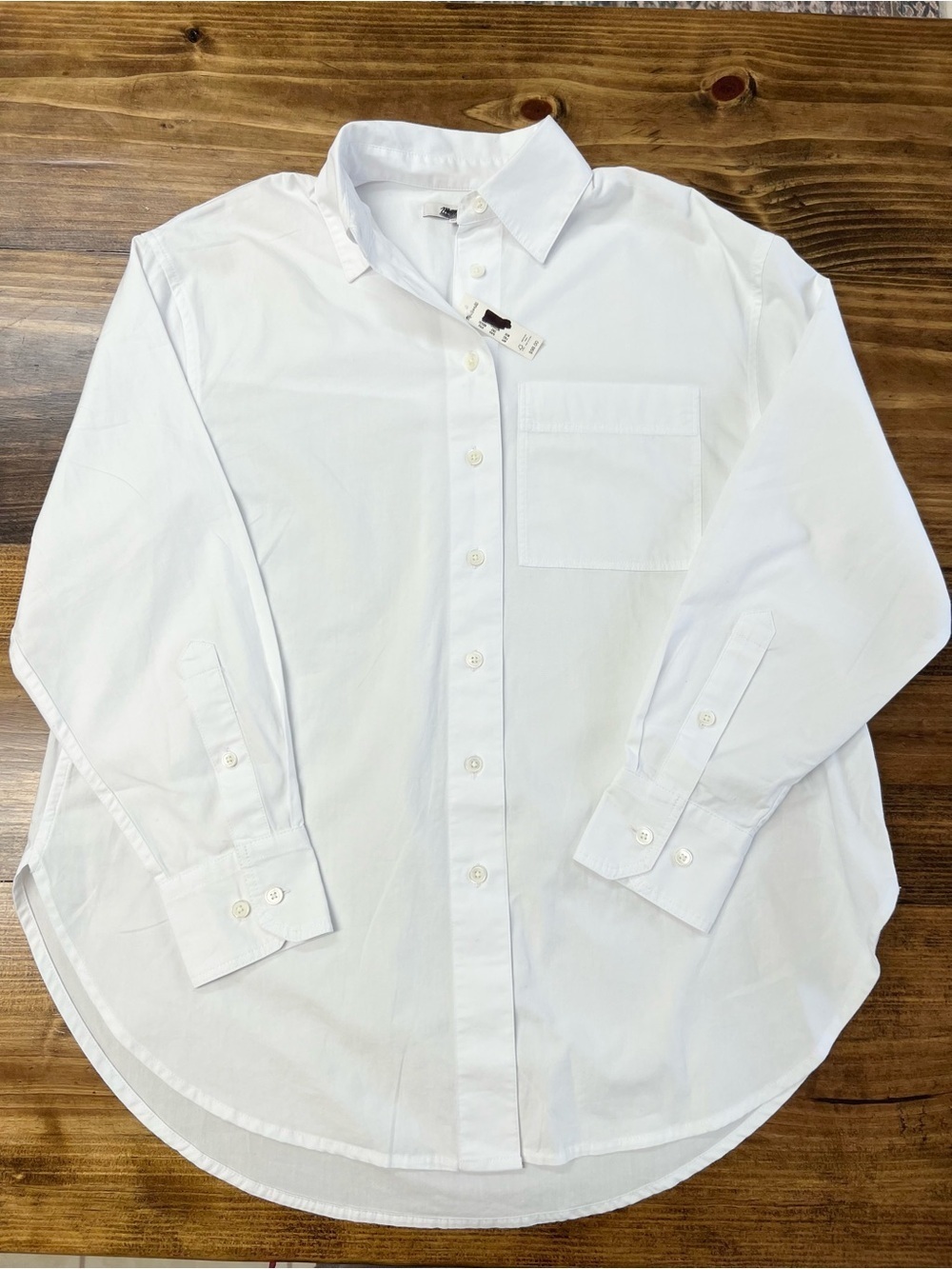 Madewell Oversized Button-Up Shirt in White Cotton Size XXS NWT - Picture 7 of 13